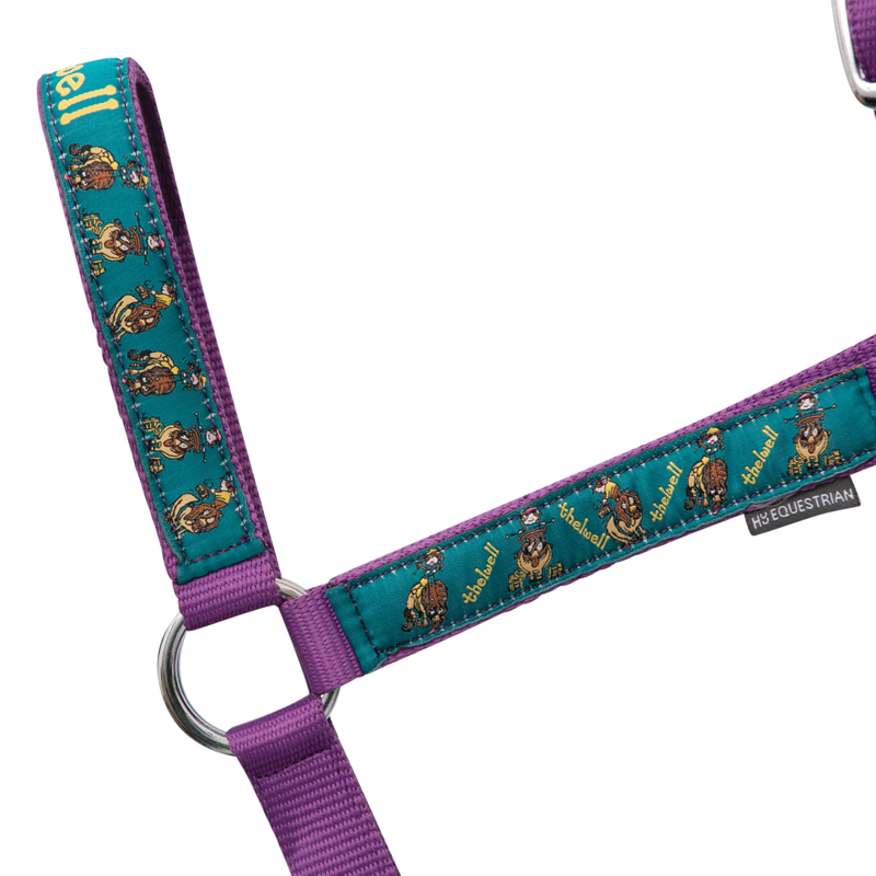 Hy Equestrian Thelwell Collection Pony Friends Headcollar and Leadrope - Imperial Purple/Pacific Blue-1